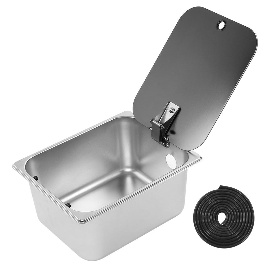 RV Kitchen Sink 300x240x150mm Square Stainless Steel Single Bowl Hand Wash Basin 40mm Drain with Tem