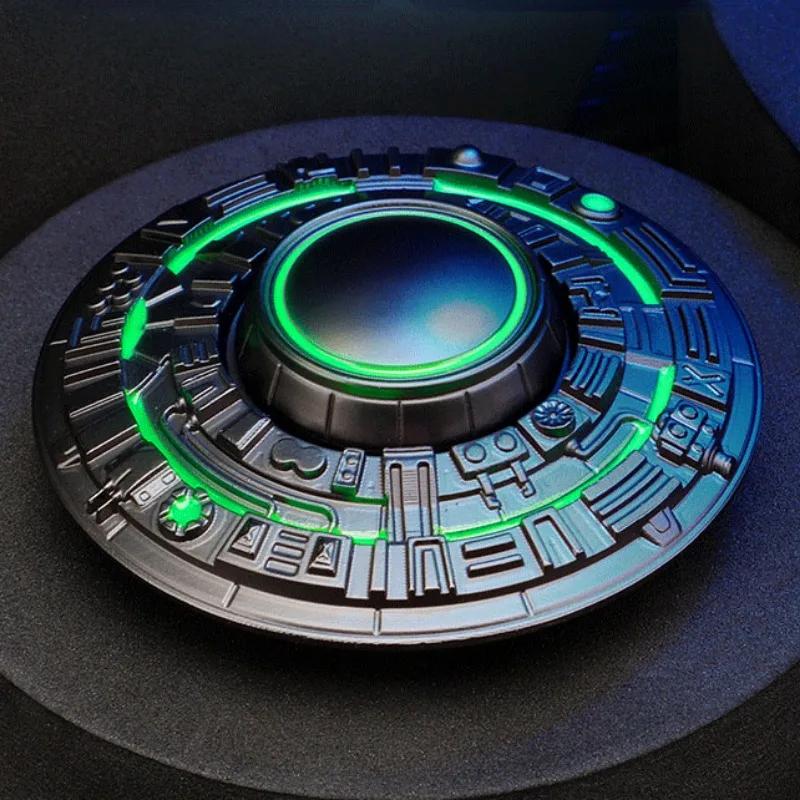 Metal Stress Ease Edc Boy Cool Luminous Ufo Fingertip Gyroscope Ultra-Long Finger Table Rotating Plaything Adults Fidget Spinner