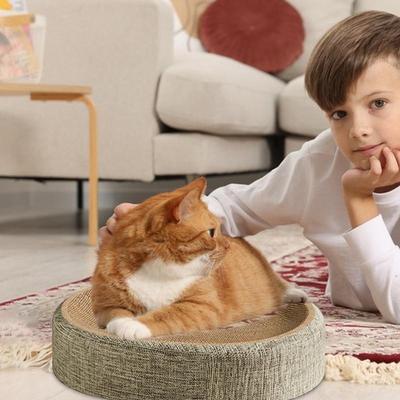 Oval Shaped Scratch Pad For Cats Sisal Scratching Cat Bed Multipurpose Pet Sleeping Mat Wear-Resistant Cat Scratch Bed Nest