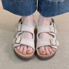 Sheepskin Edition~Retro One Word Buckle Externally Wearing Boken Shoes Summer Fashion Round Head Thick Bottom Beach Sandals