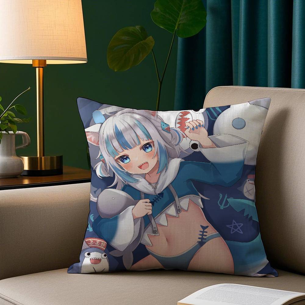 Anime Girl G-Gawr G-Gura Pillow Case Plush Fabric Soft Pillowcase Double Sided Print Sofa Cushion Cover Throw