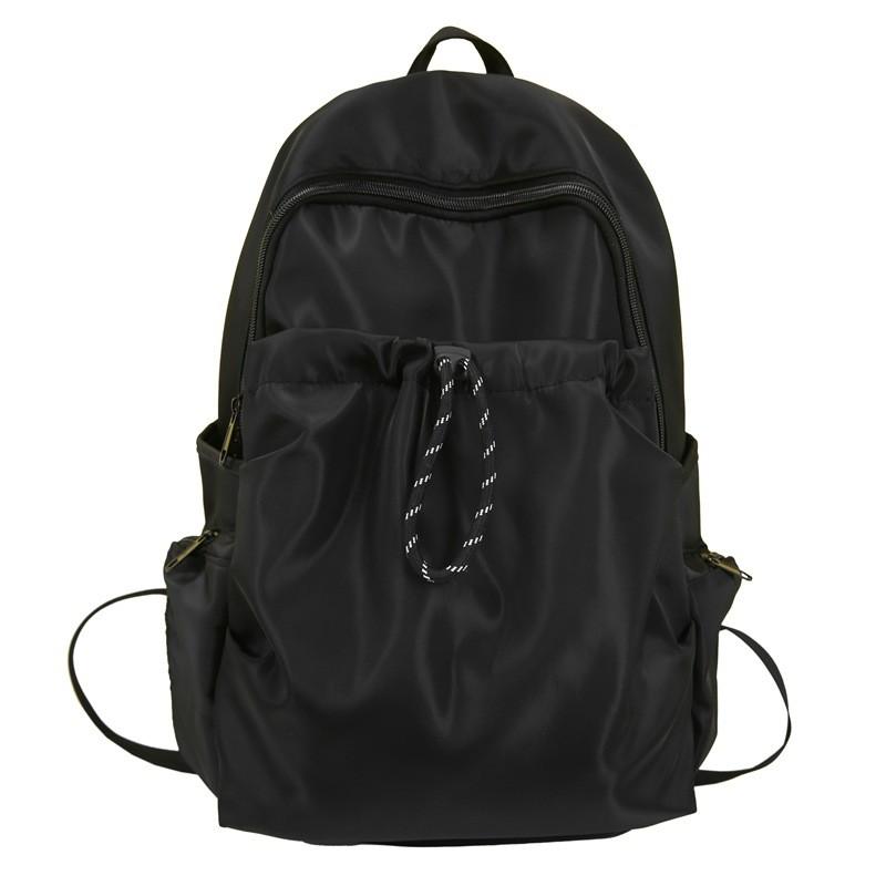 Backpack Outdoor Nylon With Solid Color And Drawstring Design For School Travel