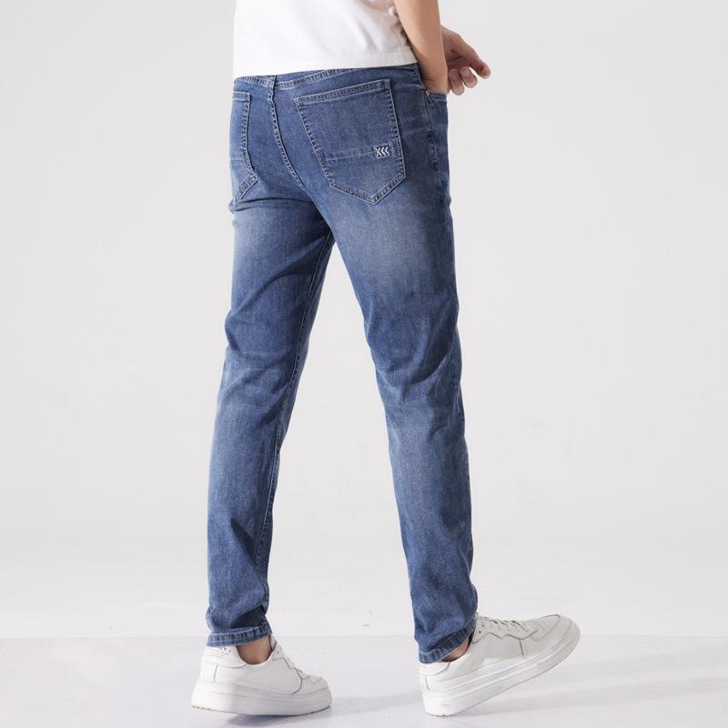 Spring and Summer New Style Men's Fashionable Versatile Slim Feet Elastic Jeans Trousers Men