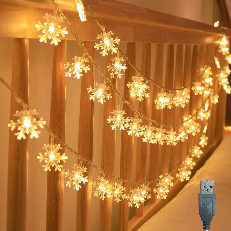 

USB Plug Fairy Light LED Snowflake Light String Garden Living Room Birthday Party Wedding New Year s Eve Decor Festive Lighting 1.5M 10LEDs теплый белый