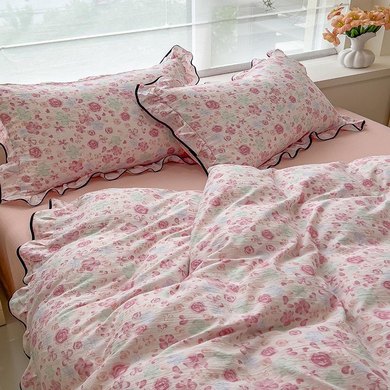 Lace Bed Four-piece Set, Skin-friendly Cloud-feeling Thin Quilt Cover, Bed Sheet Quilt Cover Three-piece Set