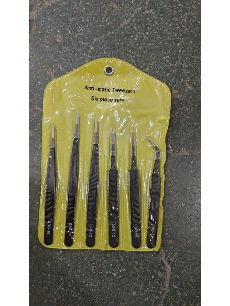 6-Piece Stainless Steel Tweezers Set: Pointed & Angled Tips, Multi-functional Beauty Tool for Eyelash Extension