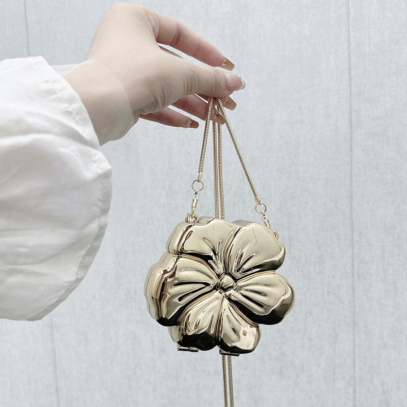 1Pc Mini Gold Silver Floral Acrylic Bag Evening Bag Purses And Handbag Shoulder Bags Party Wedding Clutch Purse