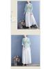 Women's Ethnic V-Neck Embroidered Cotton-Linen Cardigan Top and Mid-Sleeve Tea Dress