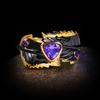 Vintage 925 Silver Ring Two Leaves Clip Love Purple Zircon Black Gold Ring Female Wedding Party Anniversary Jewelry Gift