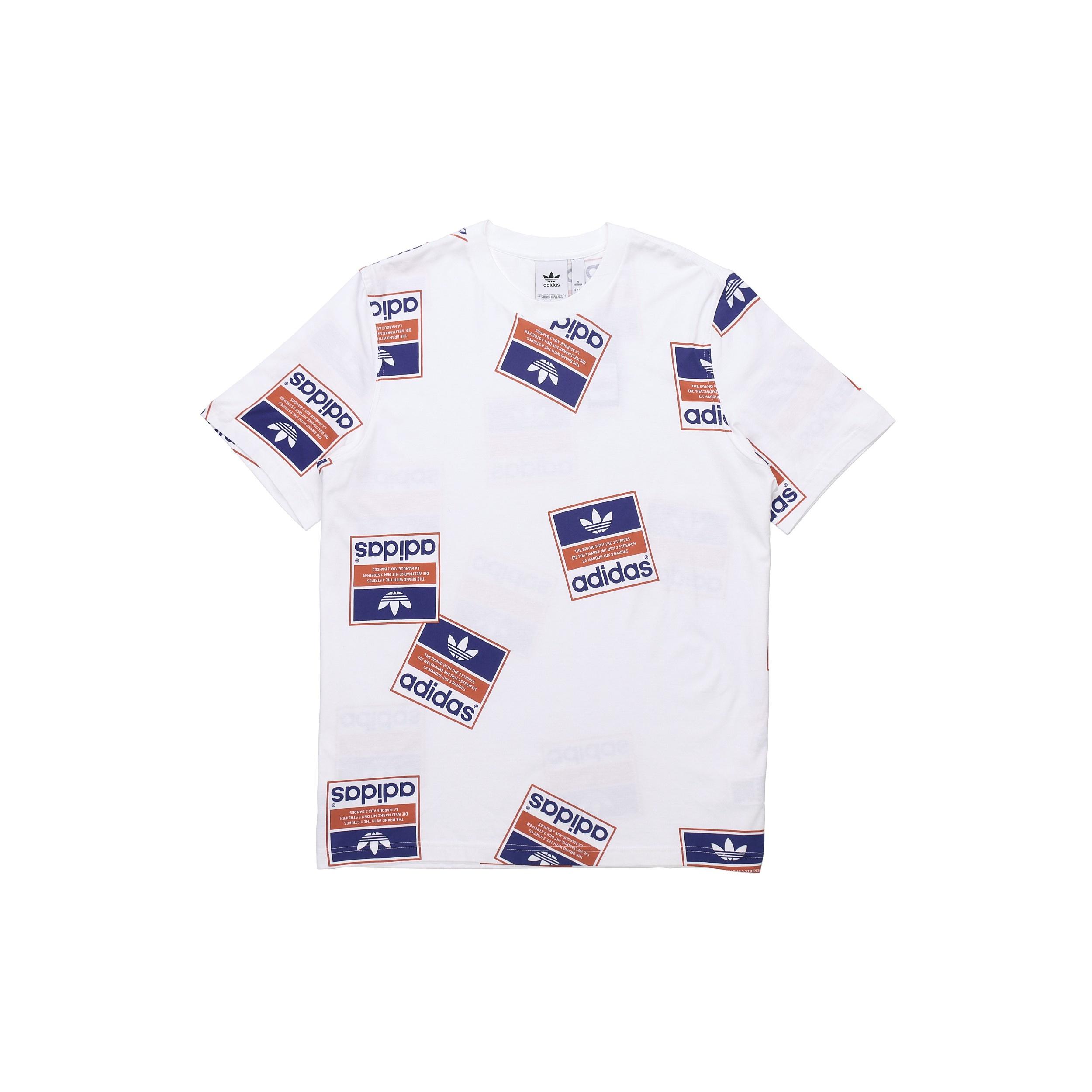 adidas originals Stckerbomb Tee Round Neck Short Sleeve White Men s DX3649 S