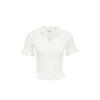 VEROMODA Women's Ribbed Ruffle Lapel Knit Short Top