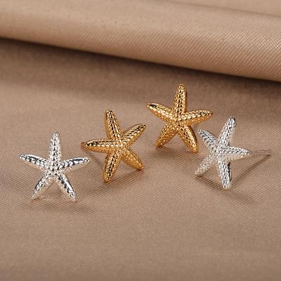 Nouveauté 2024 Boucles d'oreilles Clous Étoile de Mer pour Femmes Filles Couleur Or Acier Inoxydable Boucles d'oreilles Piercing Oreille Bijoux Quotidien Cadeau de Vacances