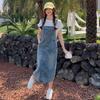 2025 Summer Casual T-Shirt and Denim Overall Skirt Set for Women