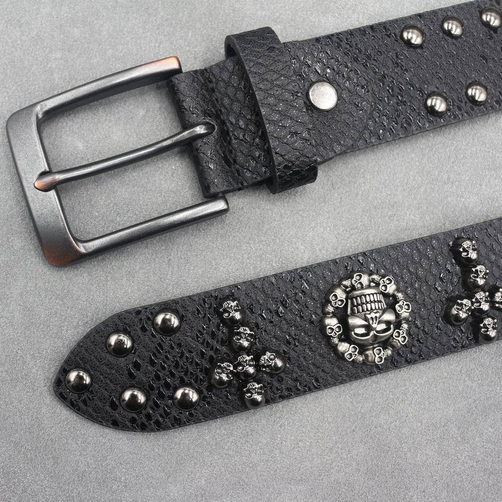 7-color 3D Skull Rivet Belt Punk Men's Belt Women's Snake Pattern Versatile Decorative Belt