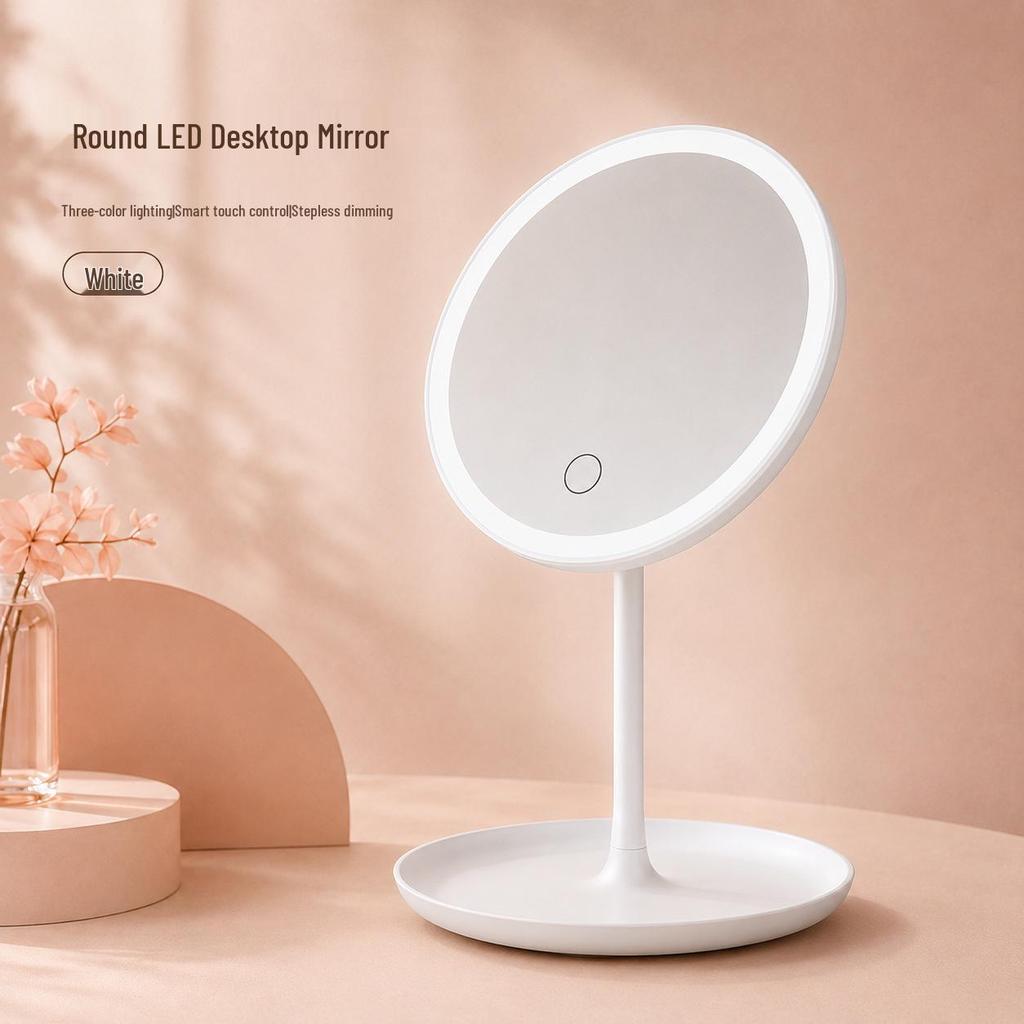 LED Smart Makeup Mirror with Lights - Vanity Table or Desktop for Girls' Bedroom or Student Dorm