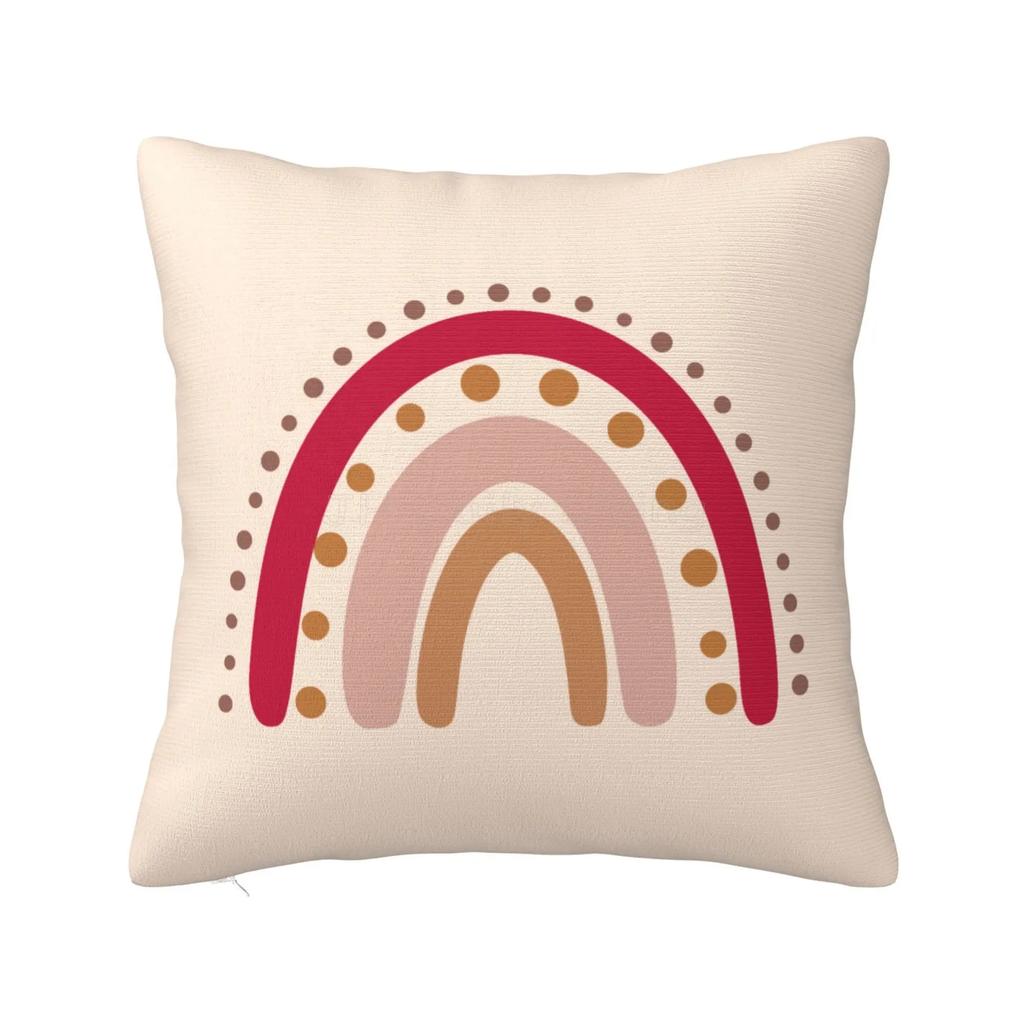 Boho Rainbow Throw Pillow Cover Bohemian Baby Nursery Cotton Polyester Pillow Case Neutral Rainbow Sofa Couch Decor X Inch