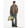 Blaexit American-Style Lamb Wool Collar Jacket Cotton Coat for Men, Thickened Winter High-End Fleece-Lined Warm Jacket