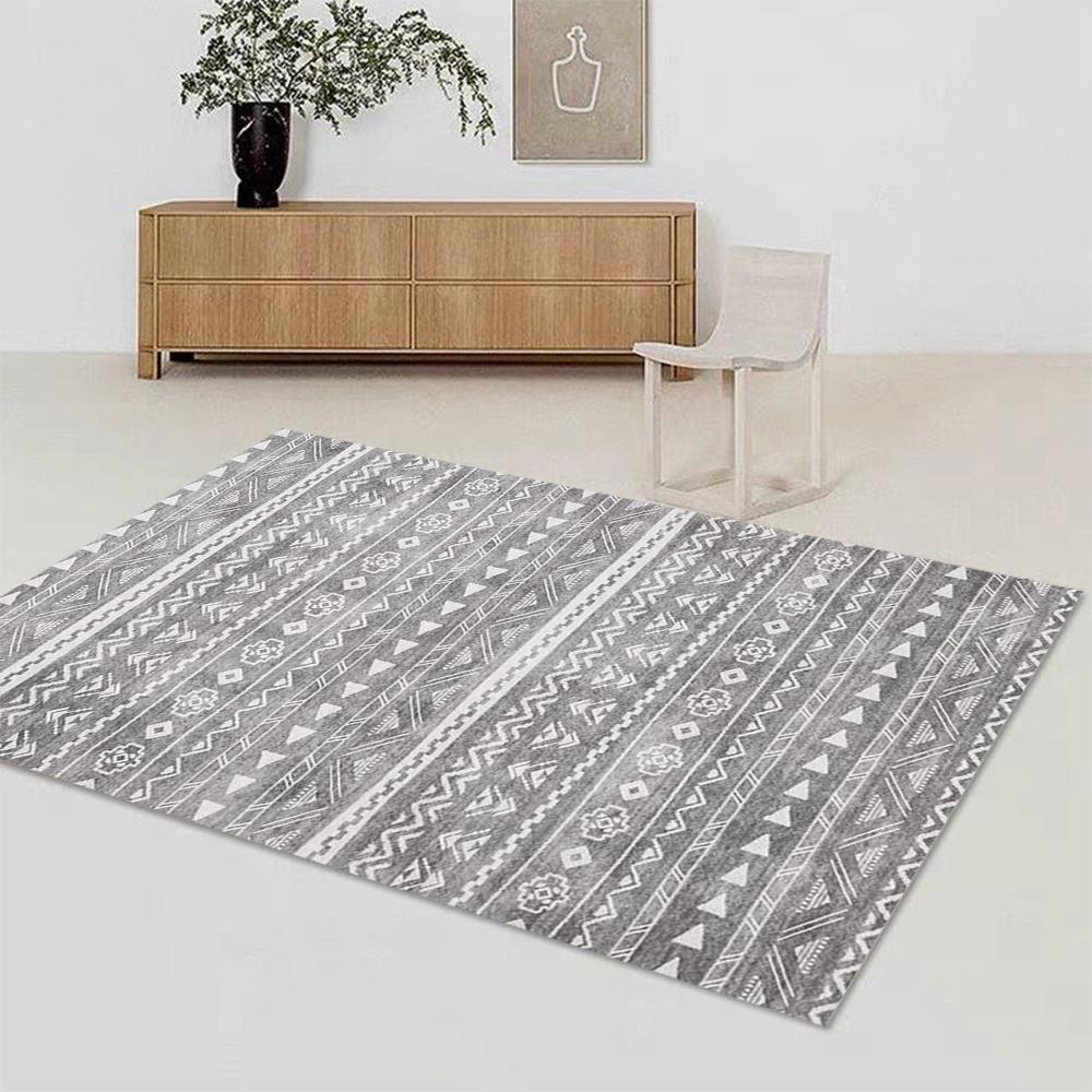 Moroccan Geometric Rug Machine Washable, Non-Slip Carpet Foldable Mat for Living Room, Bedroom, Kitchen, Entryway, Bathroom Mat