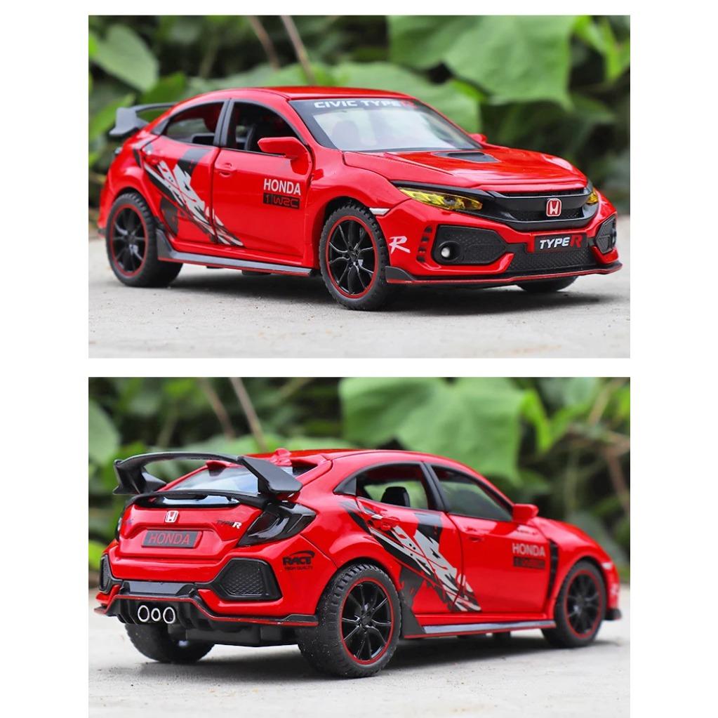 1/32 HONDA CIVIC TYPE-R Diecasts & Toy Vehicles Metal Car Model Sound Light Collection Car Toys for Children Christmas Gift