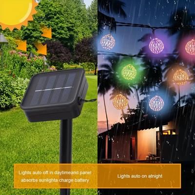 1pc Moroccan Ball Solar String Lights MultiColor Outdoor String Lights For Wedding Birthday Christmas Home Room Bedroom Decor