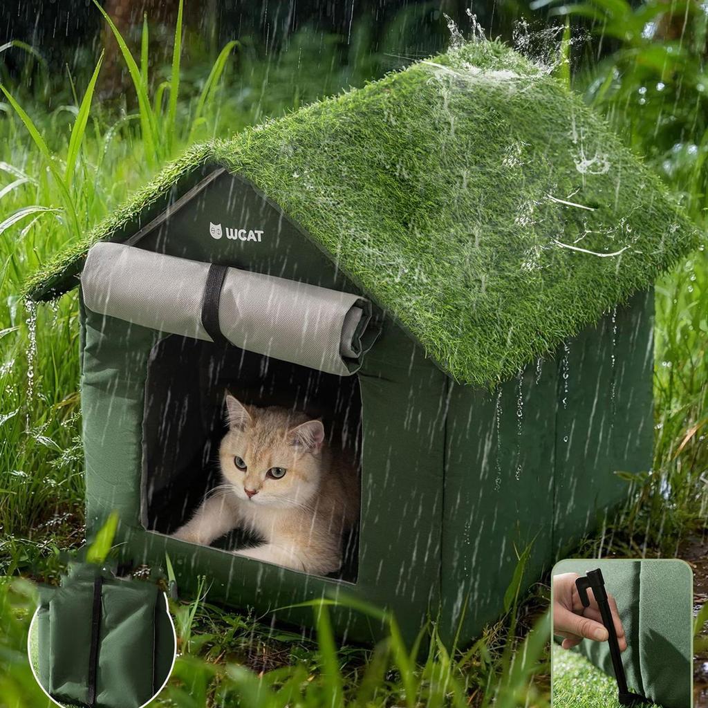 Outdoor Cat House Insulated Versatile Warm Stray Shelter Kennel for Park Autumn Winter