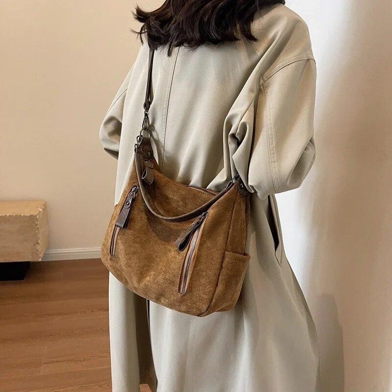 2026 Winter Fashion Solid Color Women's Zipper Design Shoulder Bag Tote Bag Female Handbag PU Leather Crossbody Bag