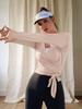 Dames Wrap Tie Croptop Lange Mouw Lichtgewicht Ballet Pilates Shirt