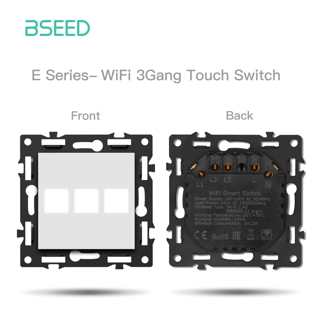 BSEED WIFI Touch Switch 1/2/3/4Gang Glass Smart Wall Light Dimmer Curtain Roller Switch Touch Screen Panel DIY Module E Series