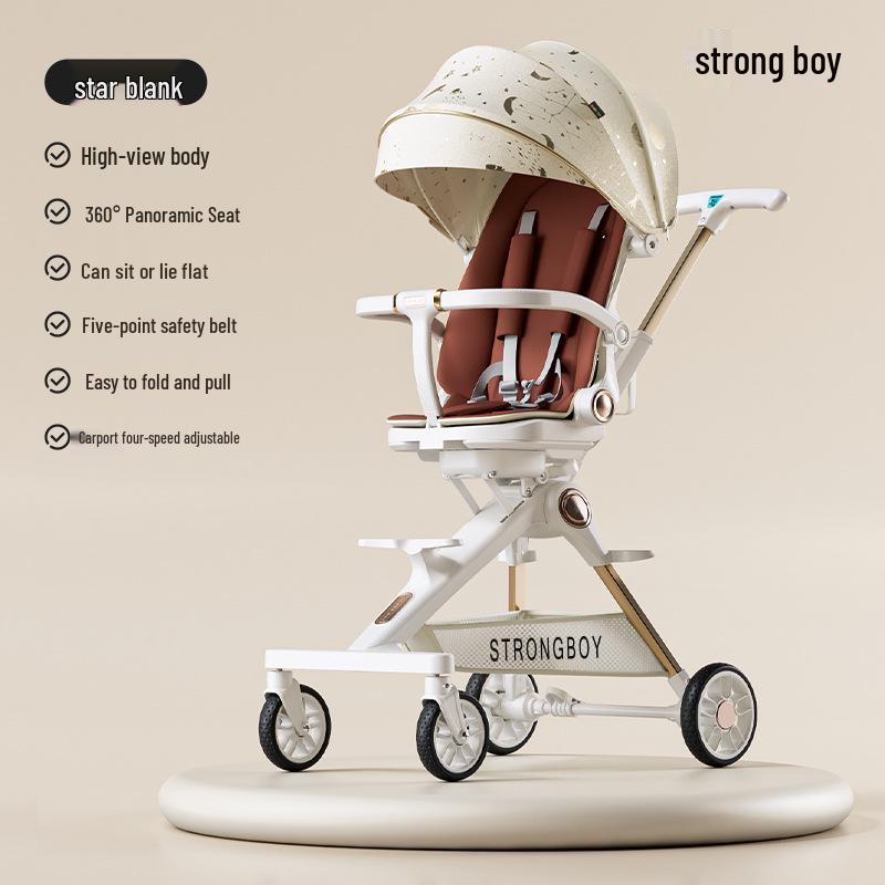 Zhuangzai Lightweight Folding Baby Stroller - Sit, Recline, Sleep, High Landscape Design