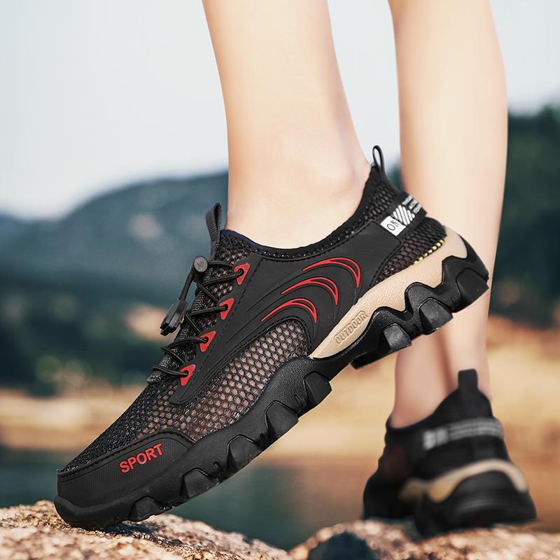 Fashion 2025 Men Sneakers Mesh Breathable Top Layer Leather Men Sports Shoes Outdoor Mesh Hollowed Out Running Shoes Men Shoes