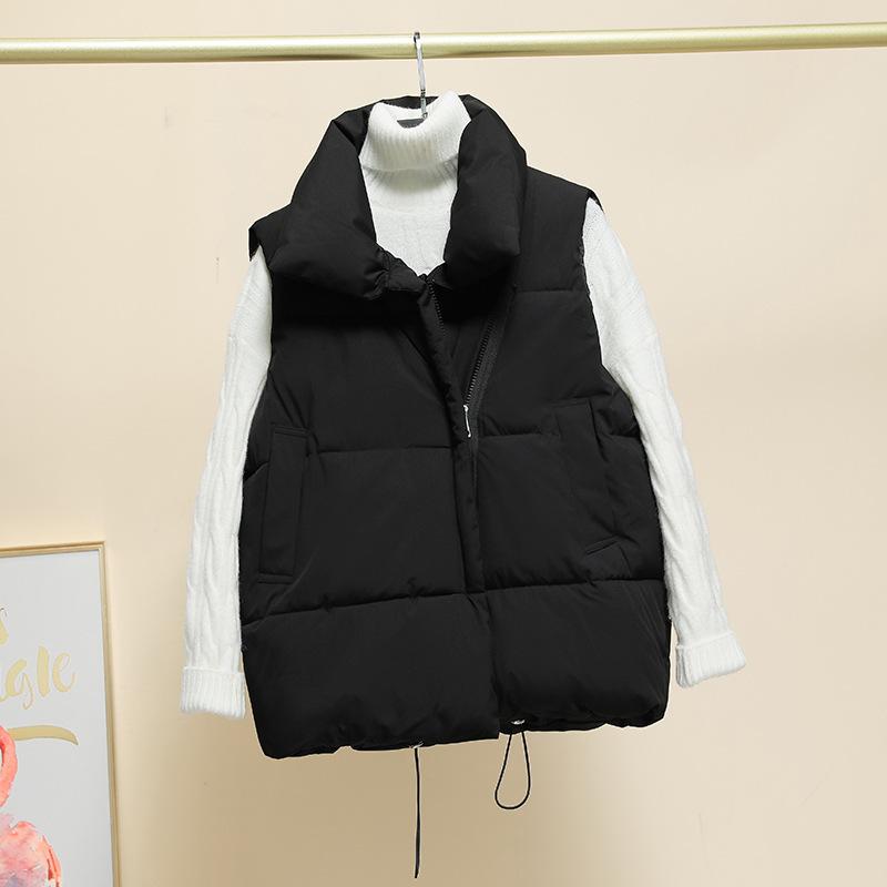 Autumn Winter Women's Vest Jacket Stand-up Collar Sleeveless Casual Loose Warm Zipper Solid Vest
