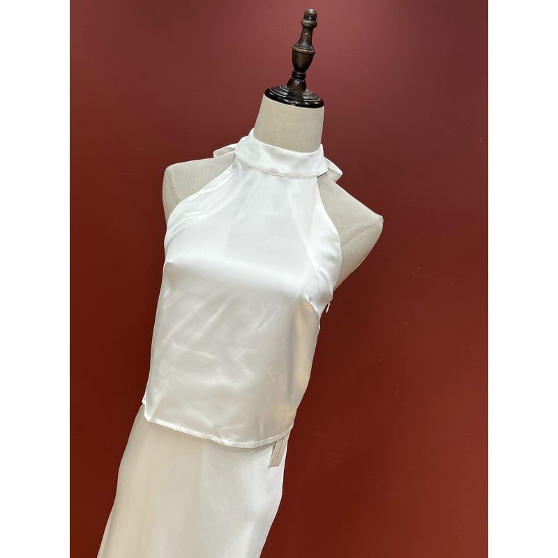 

2025 Spring and Summer New High-Grade Satin Fishtail Skirt Matching Degree Extremely High A Word Umbrella Skirt Women A White Tops L