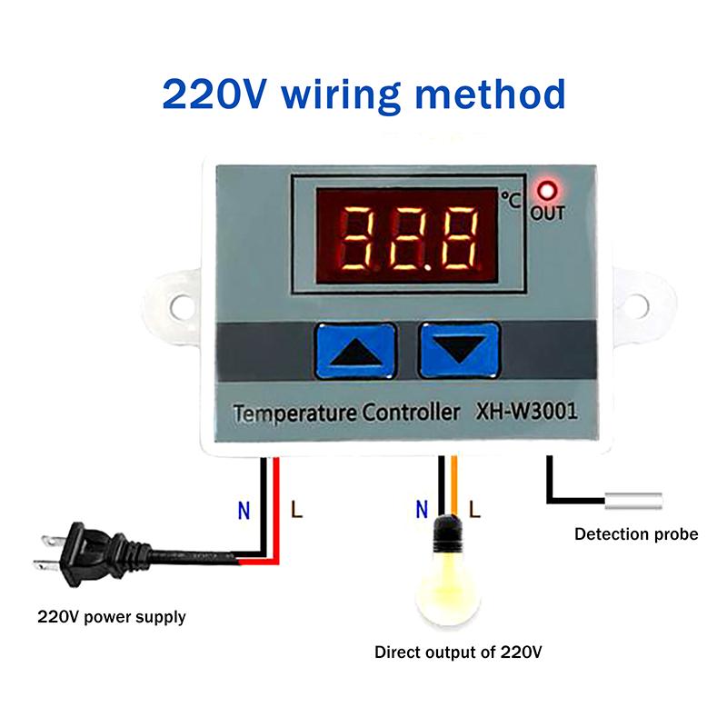 Xh-W3005 Dijital Nem Kontrol Cihazı 12V 24V 220V Nemölçer Higrometre Nem Kontrol Anahtarı Regülatör + Nem Sensörü