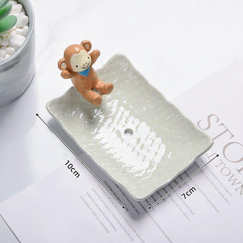 Creative Animal Teddy Dog Soap Dish, Resin Personalized Drain Soap Holder Bathroom Toilet Cute Cartoon Small Soap Box