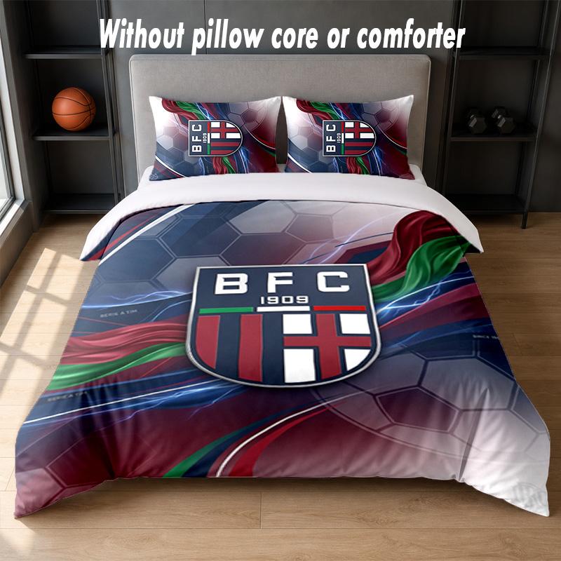 Bologna FC Design Bed Bedding Set 1 Duvet Cover + 2 Pillowcases Soft Breathable Household Bed Linens