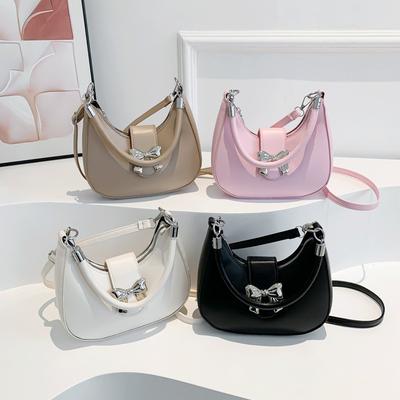 Bow Bag Women's Diagonal Cross Versatile New Fashionable Solid Color Underarm Women's Bag Chain Bag