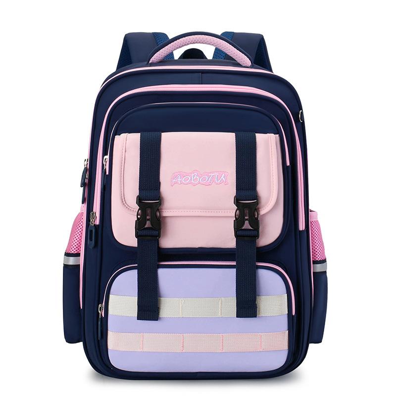 Schoolbag British style primary school student burden reduction schoolbag multi-compartment large capacity anti-splashing backpack ridge backpack