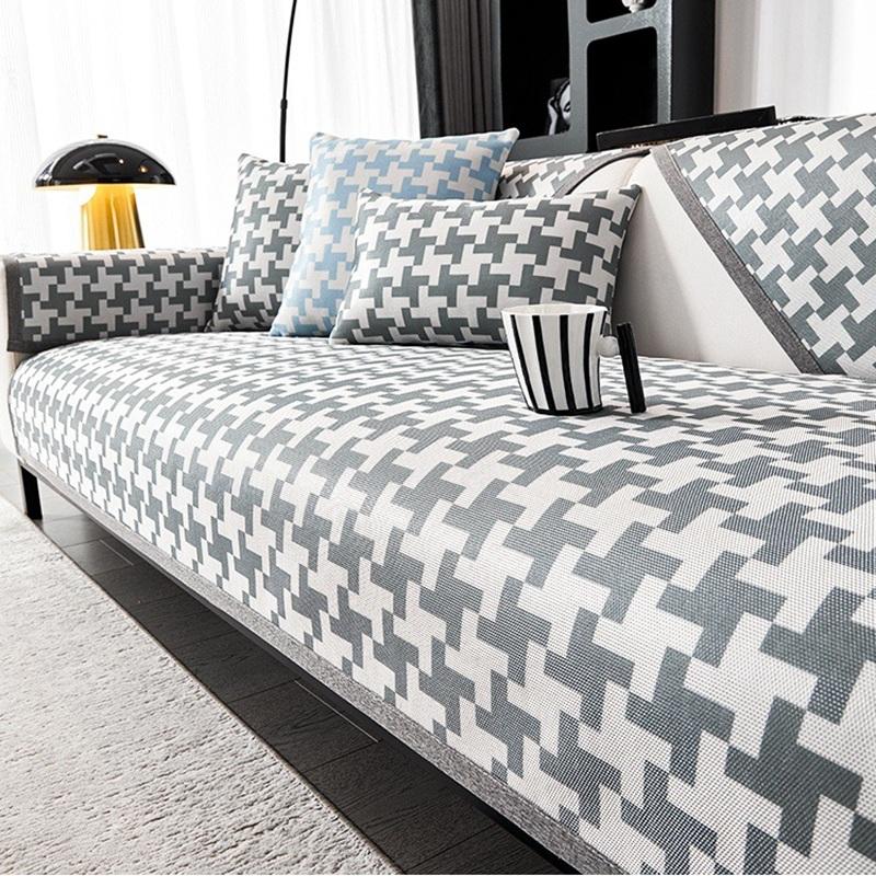 

Летняя подушка для дивана из ледяного шелка, тысяча птиц, клетка, чехол для дивана для гостиной, более прохладная подушка, ледяной ротанг, противоскользящая, с ощущением прохлады, диван Se 70x70cm серый