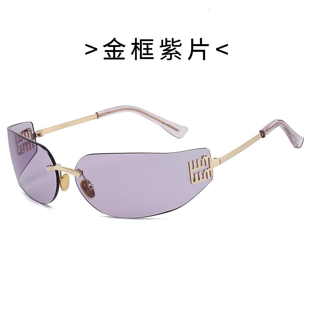 

2026 New High End Sunglasses Women Frameless Curved Integrated Sun Glasses for Eye Protection and Sunscreen Travelling Hiking no case