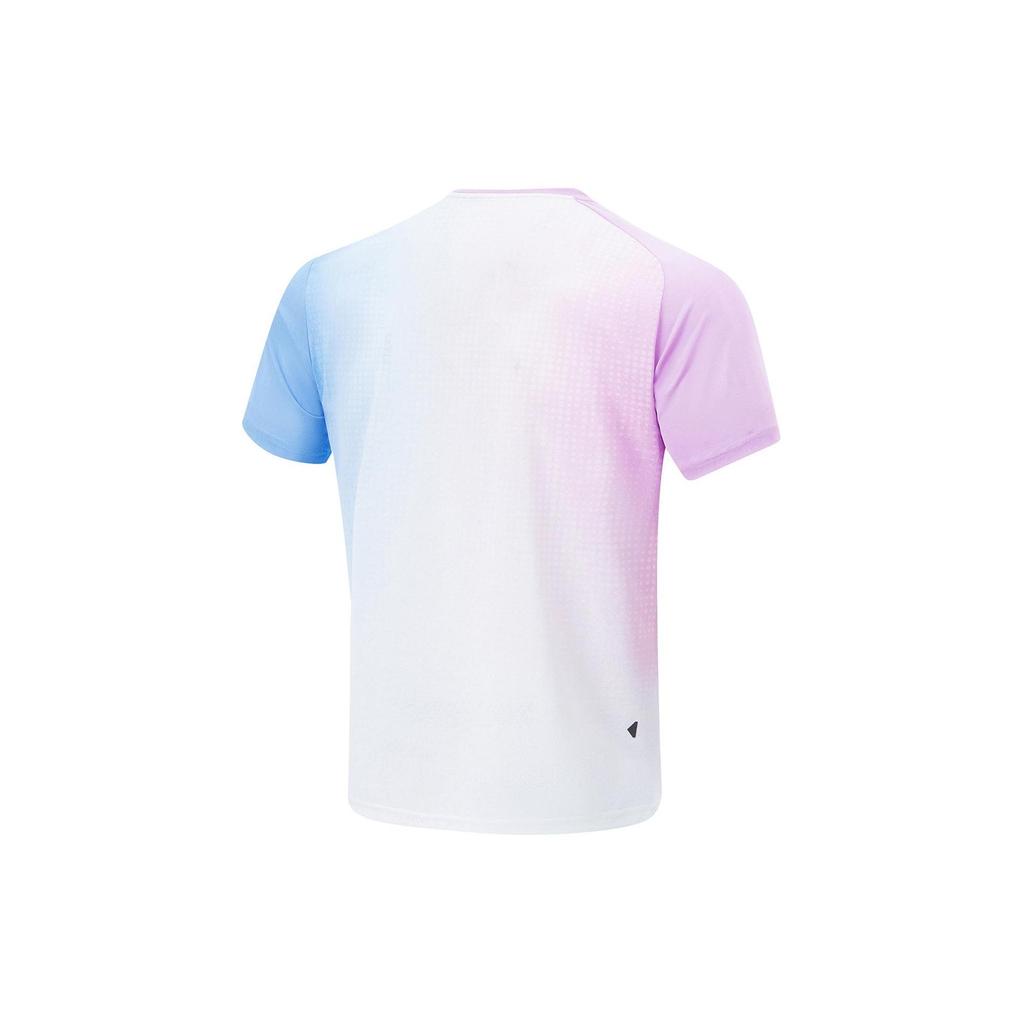 Li Ning Running Collection T Shirt Men's Standard White Fluorescent Sky Blue Rose Purple Full Base Print ATSU191-6