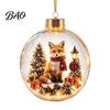 Transparent Holiday Tree Pendants Glowing Christmas Story Ornament, Mini Scene in Ball with Warm LED 3D Acrylic Hanging Baubles Light, Clear