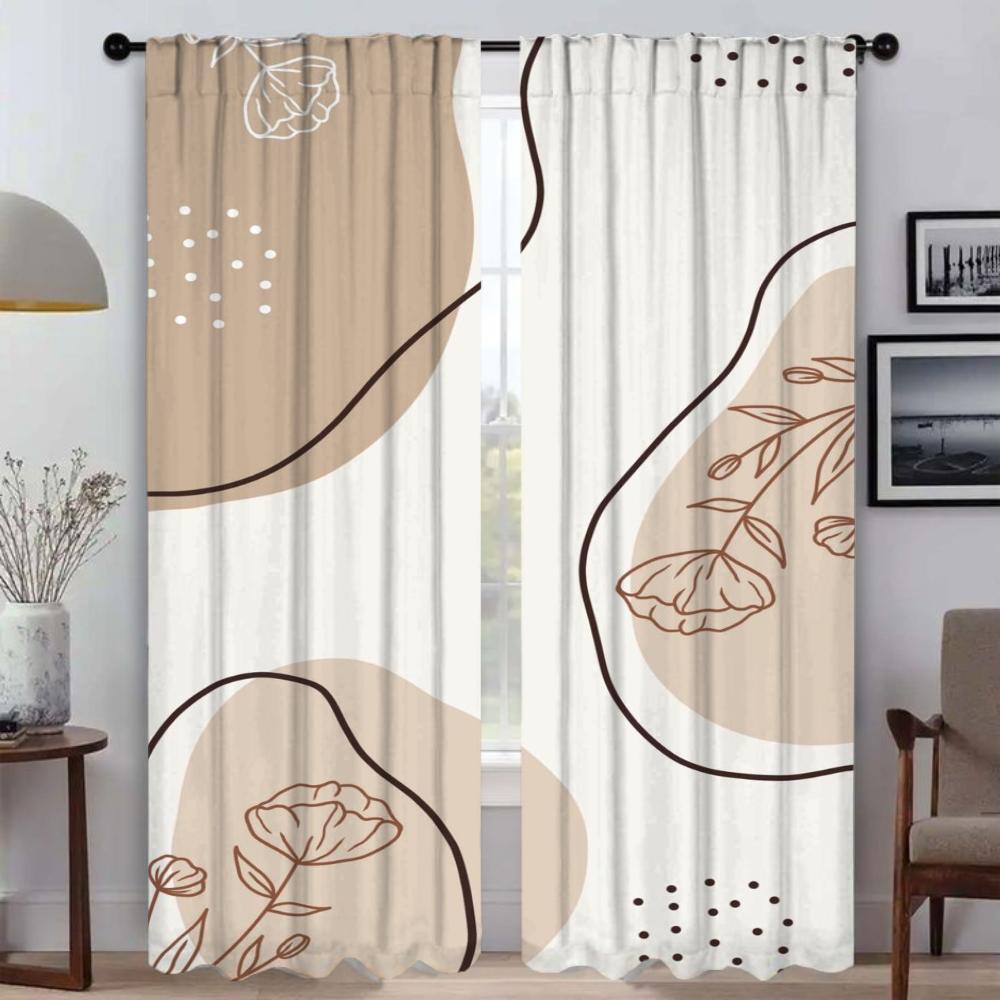 Concise Style Plants Curtains for Living Room Curtain for Room 2 Panel Shades Partition Home Interior Curtains Kitchen Blackout