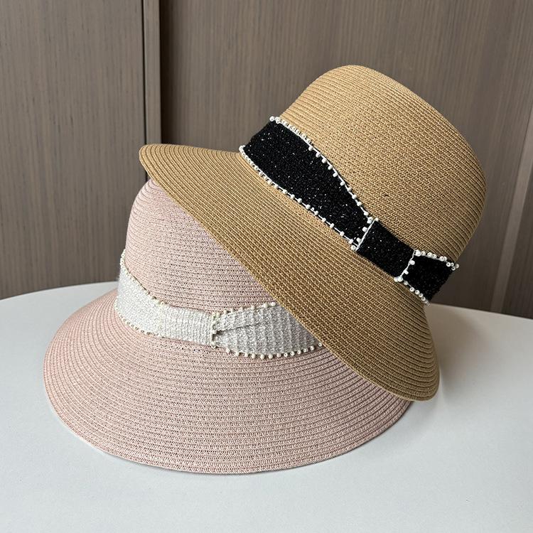 Premium grass summer visor women's outdoor travel UV protection sun hat casual big edge straw hat
