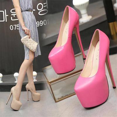 35-44 Size Women Super High Heels 18cm Shoes Concise 8CM Platforms Shoes Pumps Wedding Party Sexy Leather Heel Shoes Zapatos