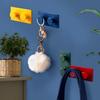 4Pcs Colorful Building Block Hooks Heavy Duty Adhesive Wall Mounted Key Holder Seamless Hanging Hooks for Clothes Caps