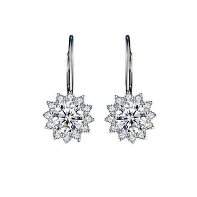 Pendientes de plata de ley 925 para mujer, joyería de lujo para bodas con moissanita VVS de 1 quilate, pendientes colgantes clásicos con girasol