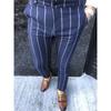 European And American Autumn And Winter Men's Printed Casual Fashion Striped Mid-waist Pencil Pants Slim Pants