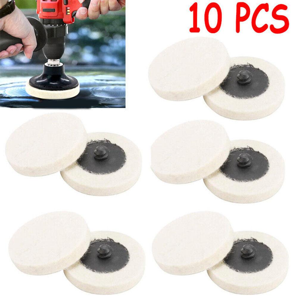 Finisare Utilizare cu sau fără pastă de lustruit Pachet de 10 tampoane de lustruit din lână de 3 inch Burghiu Polizor matrică Disc de șlefuire cu blocare rulou