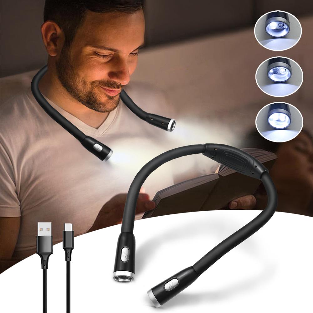USB Rechargeable LED Neck Hanging Reading Light  Eye Protection Book Light for Night Reading Running Knitting Maintenance