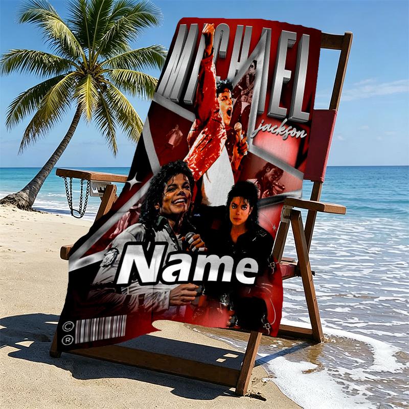 Custom Name Personalized American singer Print Beach Towel, for Trip Camping Beach Party Home Decor, Birthday Gift for Family & Friends